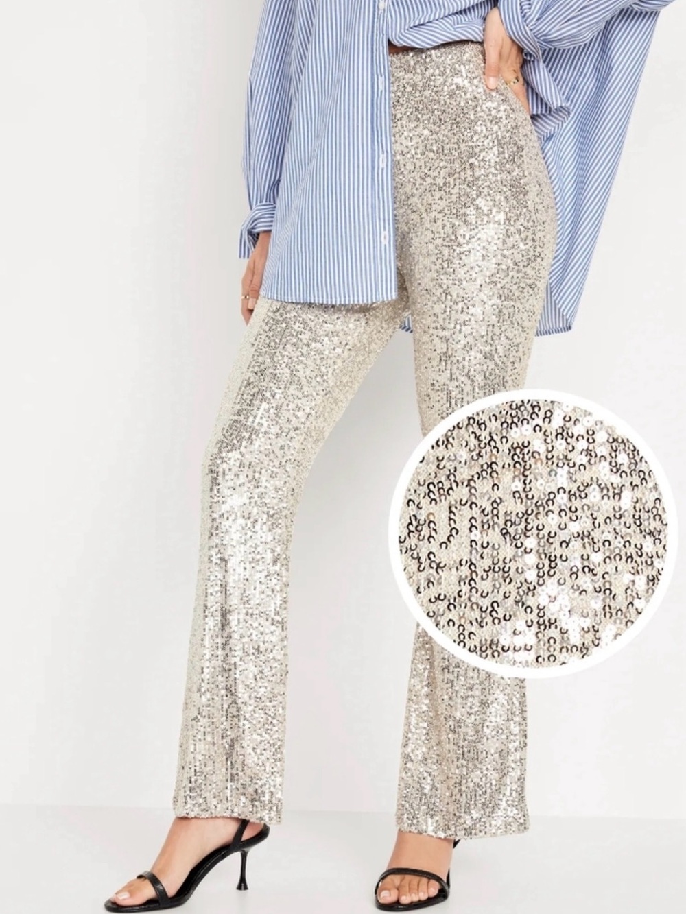 NWT Old Navy Sequin Flare Pants in Champagne Size 2X